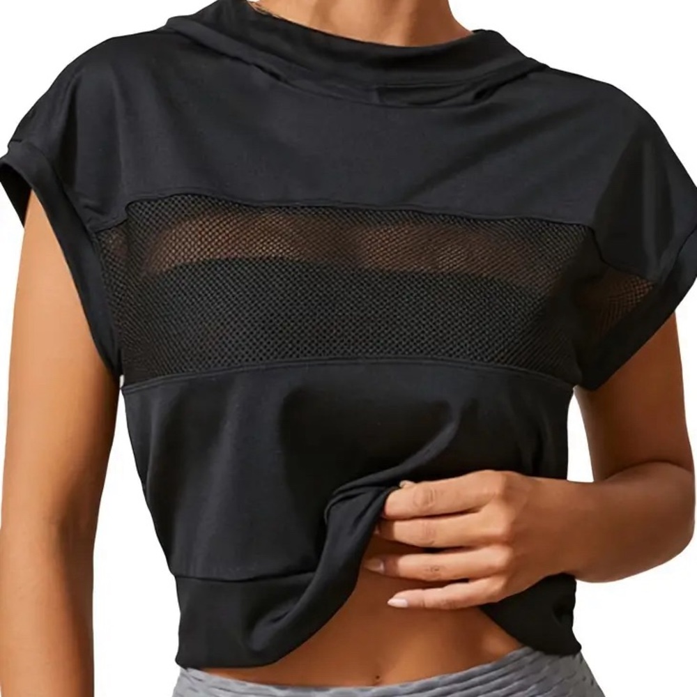 New mesh casual hoodie gym black M